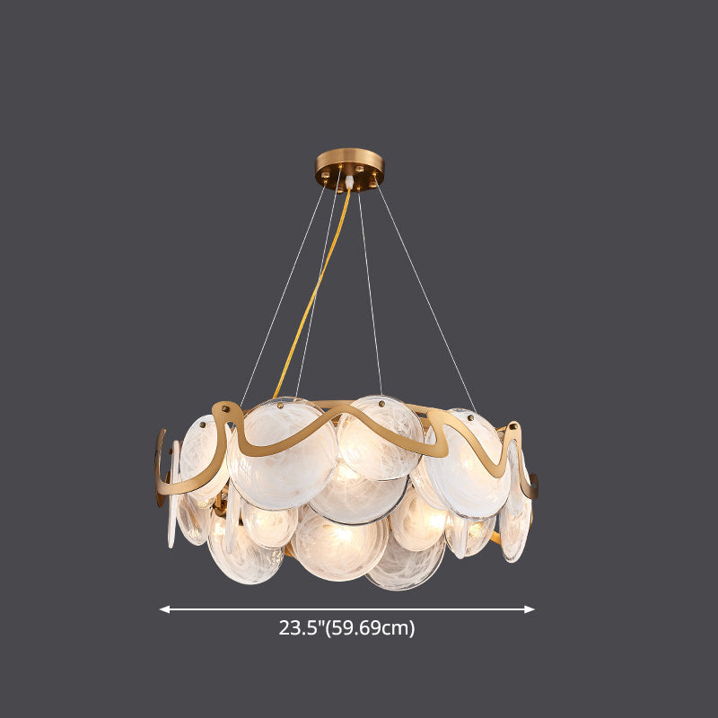 Postmodern Circle Pendant Light: Glass Brass Restaurant Island Fixture