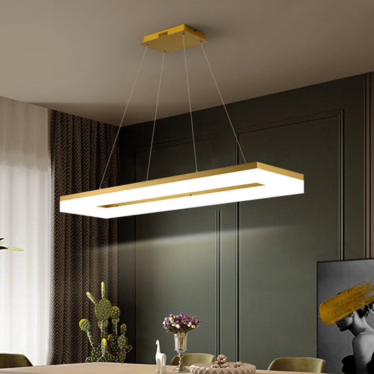 Gold Finish Rectangular Island Led Ceiling Light - Simple Acrylic Design