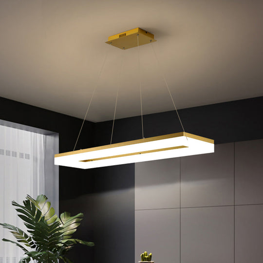 Gold Finish Rectangular Island Led Ceiling Light - Simple Acrylic Design