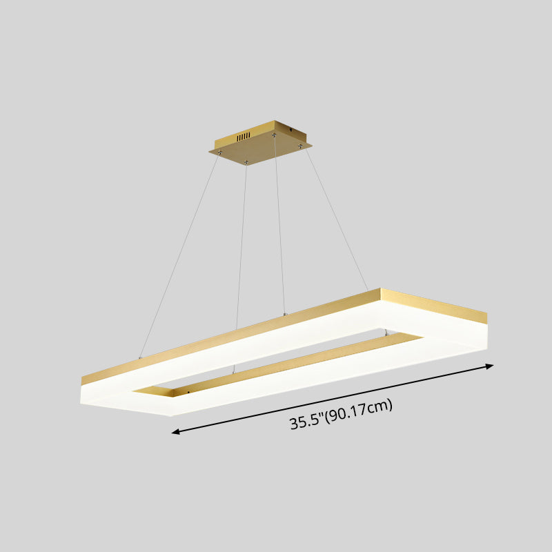 Gold Finish Rectangular Island Led Ceiling Light - Simple Acrylic Design