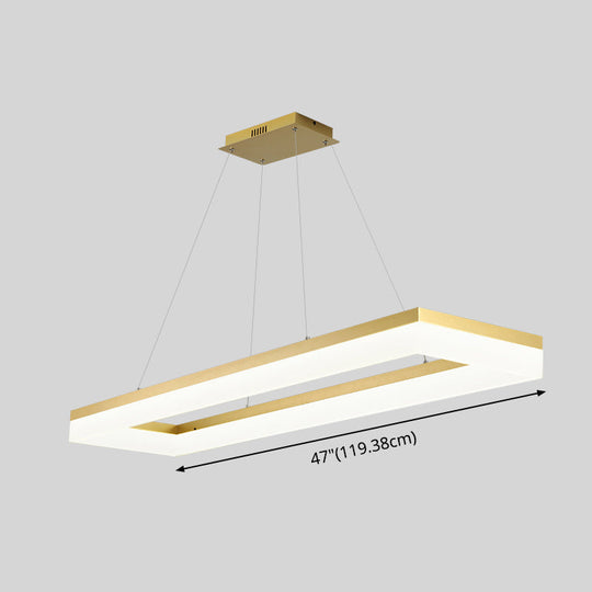 Gold Finish Rectangular Island Led Ceiling Light - Simple Acrylic Design