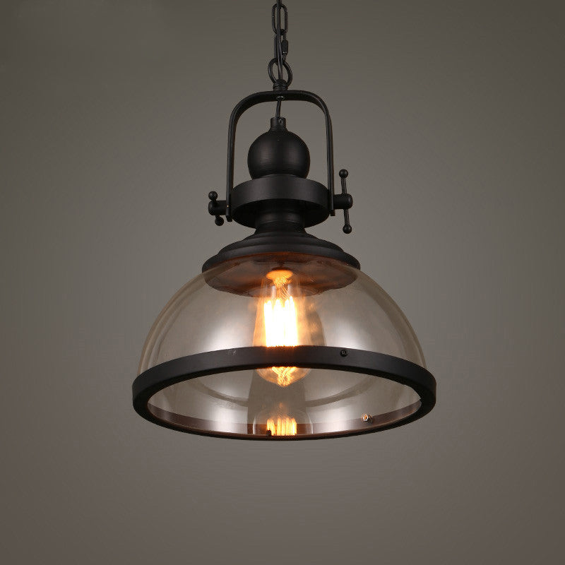 Industrial Glass Pot-shaped Pendant Lamp, 1-Light Bistro Bar Lighting in Black