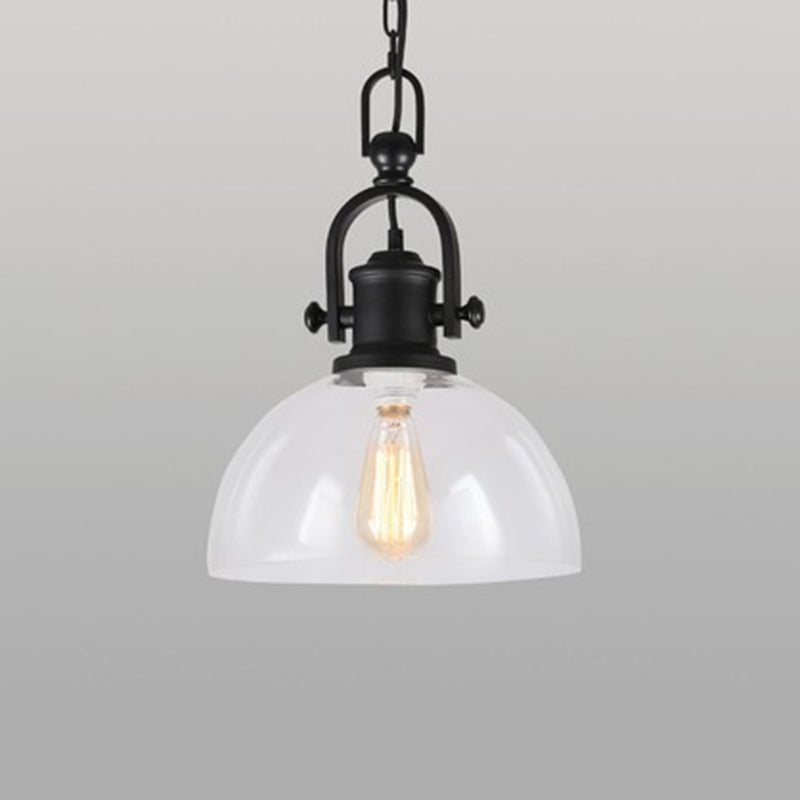 Industrial Glass Pot-shaped Pendant Lamp, 1-Light Bistro Bar Lighting in Black