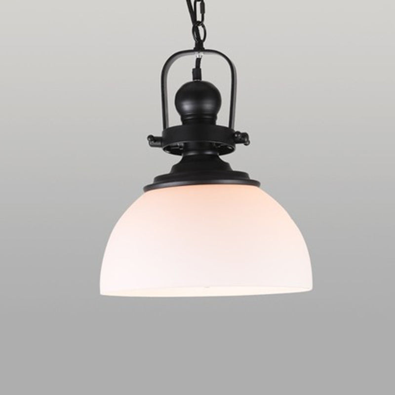 Industrial Glass Pot-shaped Pendant Lamp, 1-Light Bistro Bar Lighting in Black