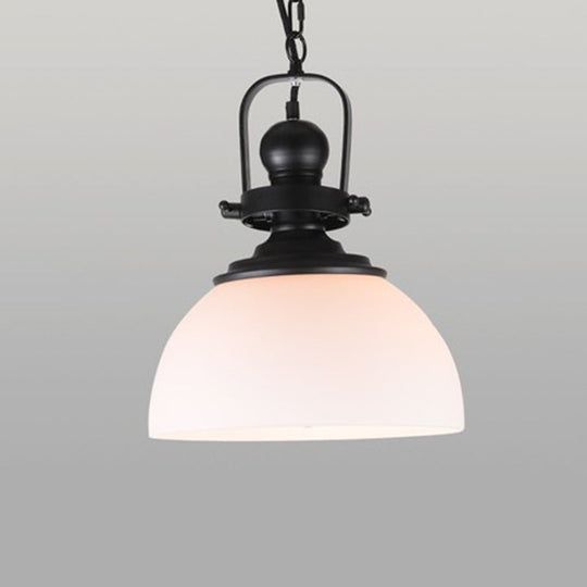 Industrial Glass Pot-shaped Pendant Lamp, 1-Light Bistro Bar Lighting in Black