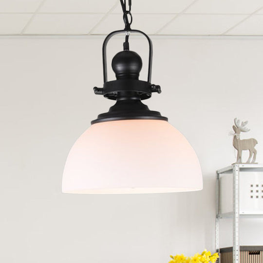 Industrial Glass Pot-shaped Pendant Lamp, 1-Light Bistro Bar Lighting in Black