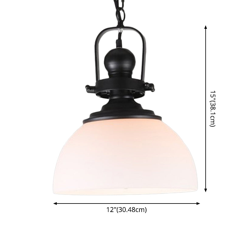 Industrial Glass Pot-shaped Pendant Lamp, 1-Light Bistro Bar Lighting in Black