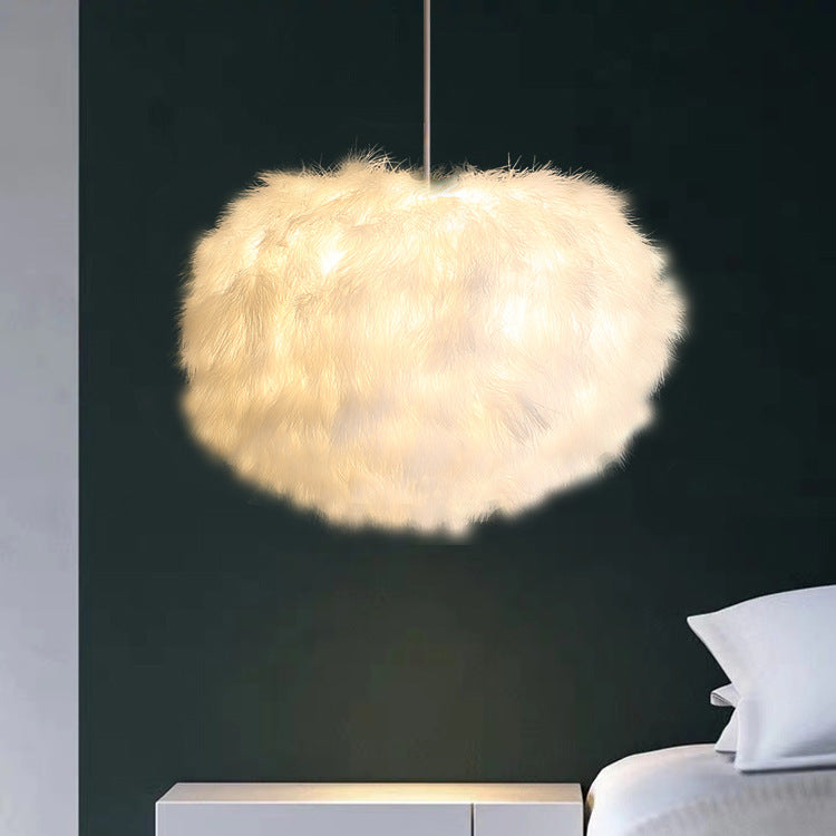 White Feather Spherical Chandelier - Simplicity For Dining Room Ceiling