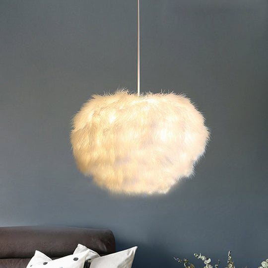 White Feather Spherical Chandelier - Simplicity For Dining Room Ceiling