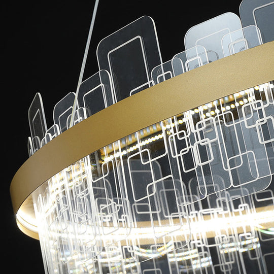 Minimalist Acrylic Gold Loop Led Chandelier Stylish Pendant Light For Living Room