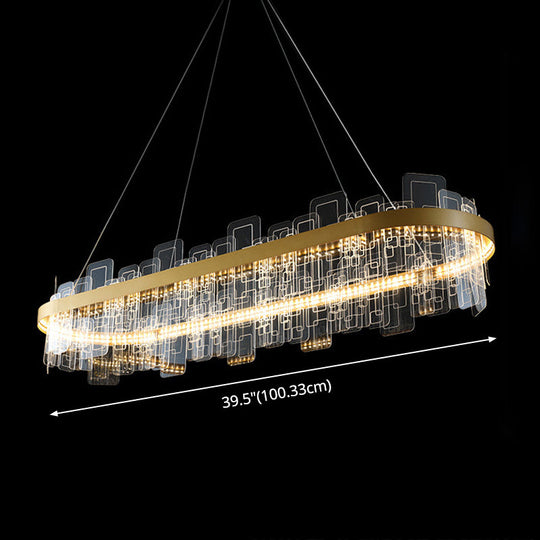 Minimalist Acrylic Gold Loop Led Chandelier Stylish Pendant Light For Living Room