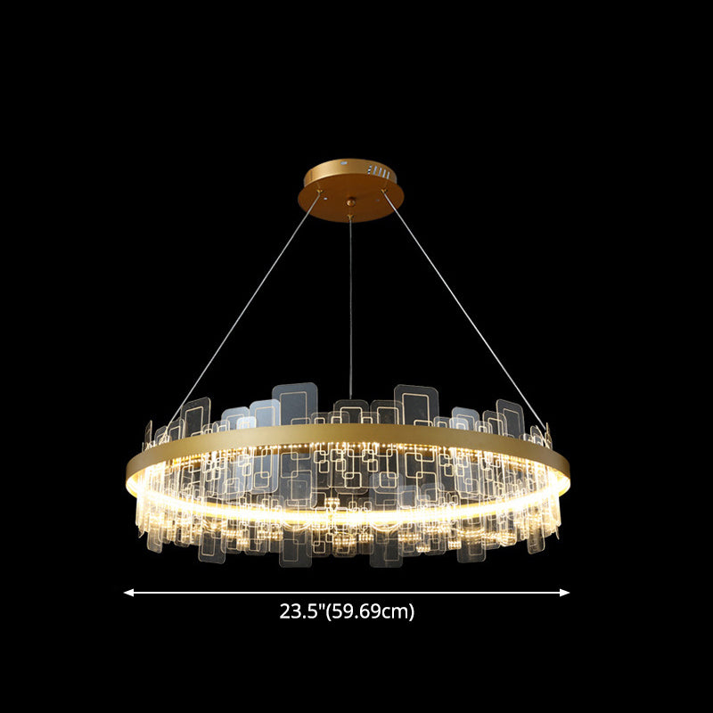 Minimalist Acrylic Gold Loop Led Chandelier Stylish Pendant Light For Living Room