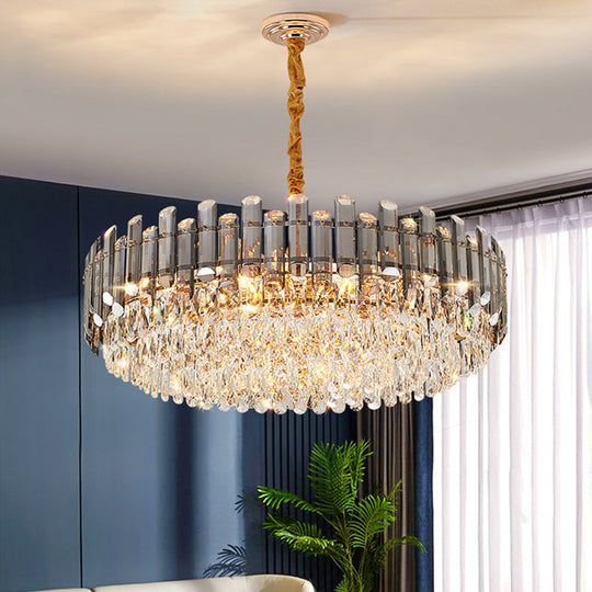 Contemporary Crystal Chandelier Pendant - Rose Gold Tier Suspended Lighting