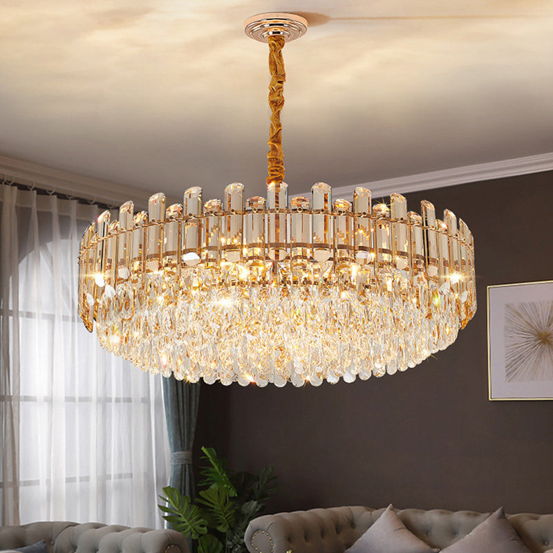 Contemporary Crystal Chandelier Pendant - Rose Gold Tier Suspended Lighting