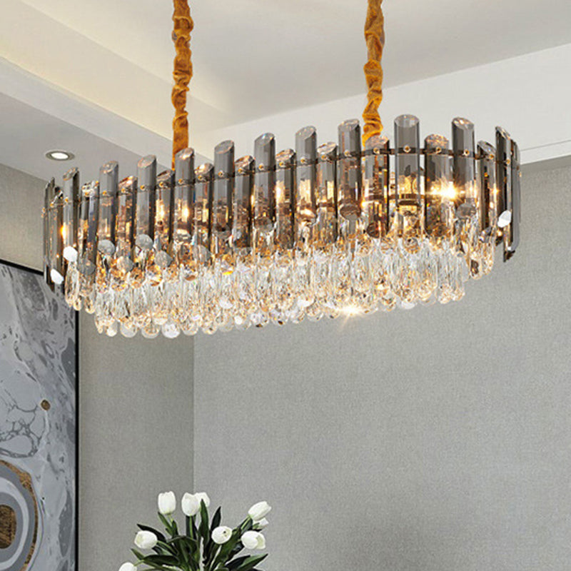 Contemporary Crystal Chandelier Pendant - Rose Gold Tier Suspended Lighting