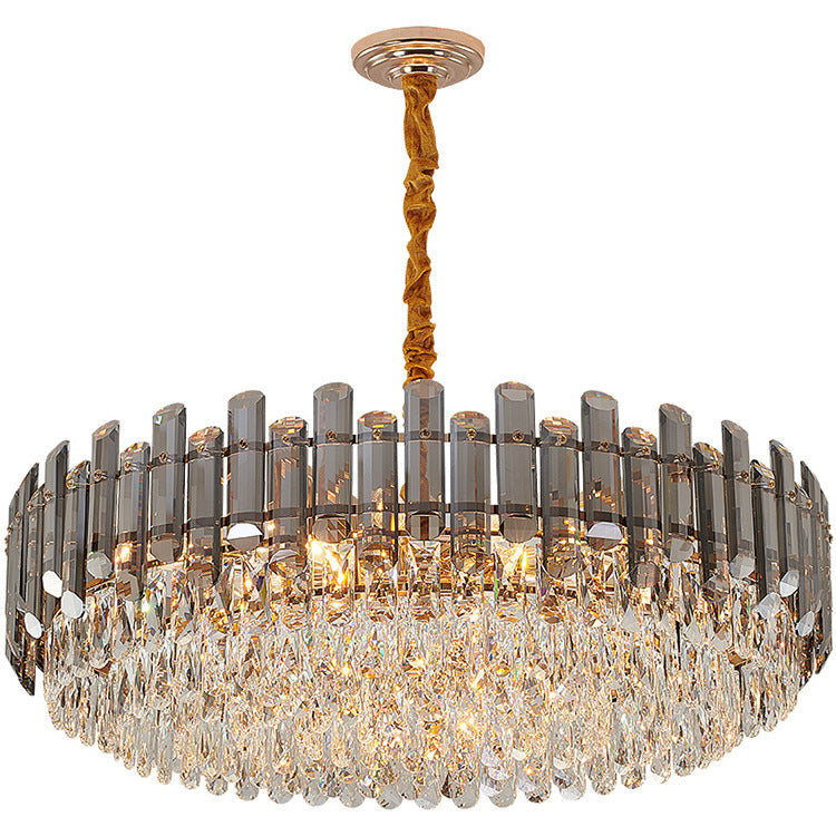 Contemporary Crystal Chandelier Pendant - Rose Gold Tier Suspended Lighting