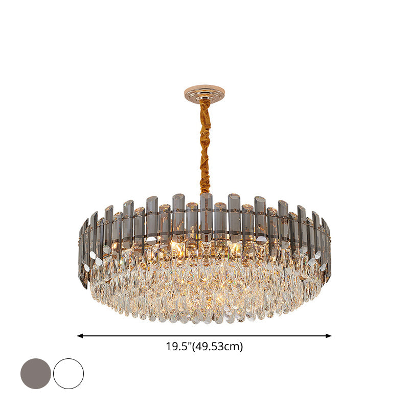 Contemporary Crystal Chandelier Pendant - Rose Gold Tier Suspended Lighting