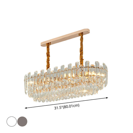 Contemporary Crystal Chandelier Pendant - Rose Gold Tier Suspended Lighting