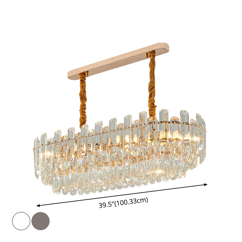 Contemporary Crystal Chandelier Pendant - Rose Gold Tier Suspended Lighting