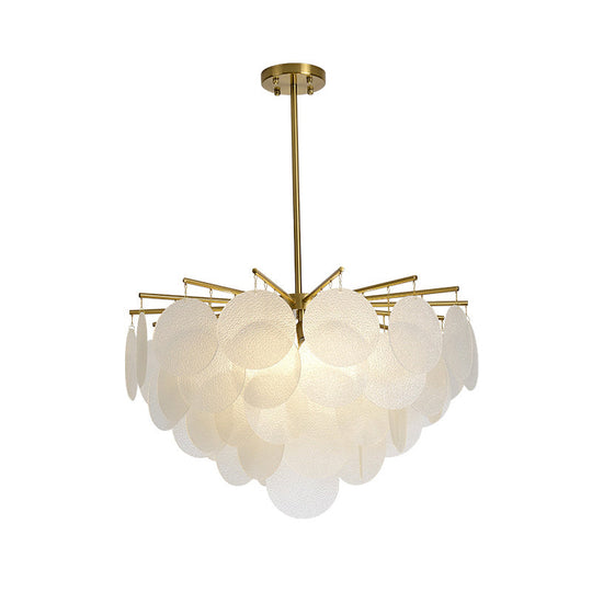 Aniya -  Modern Brass-White Tiered Discs Suspension Chandelier for Dining Room Ceiling