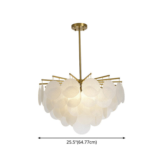 Aniya -  Modern Brass-White Tiered Discs Suspension Chandelier for Dining Room Ceiling