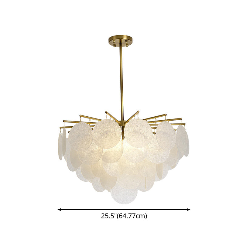 Skyla - Tiered Discs Modern Dining Room Suspension Chandelier in Brass-White