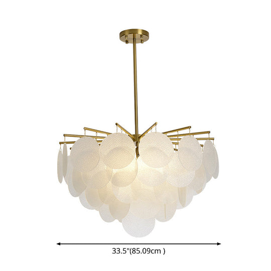 Skyla - Tiered Discs Modern Dining Room Suspension Chandelier in Brass-White