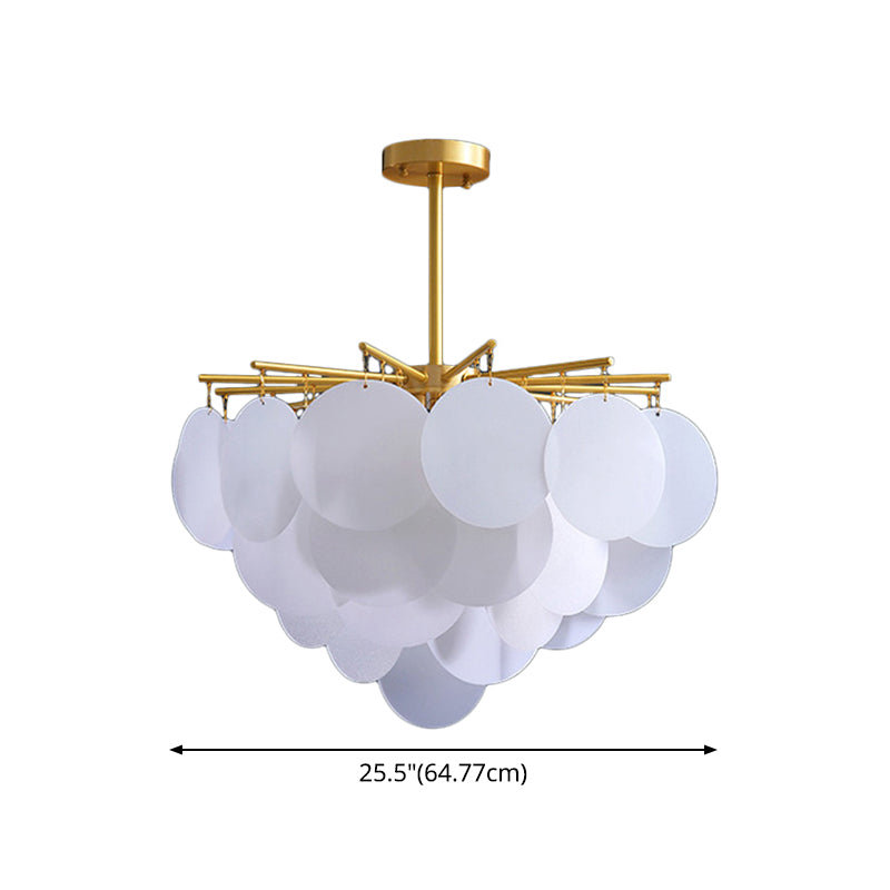 Aniya -  Modern Brass-White Tiered Discs Suspension Chandelier for Dining Room Ceiling