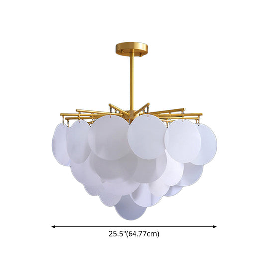 Aniya -  Modern Brass-White Tiered Discs Suspension Chandelier for Dining Room Ceiling