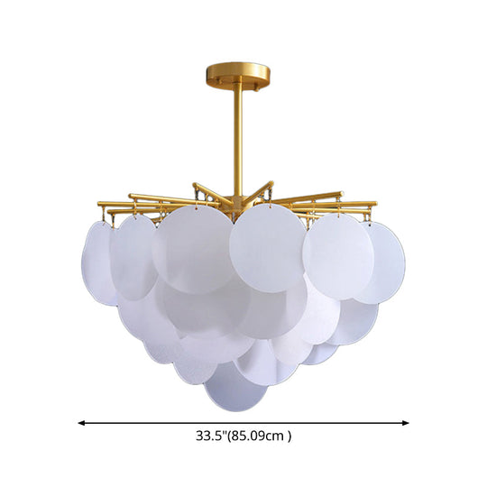 Aniya -  Modern Brass-White Tiered Discs Suspension Chandelier for Dining Room Ceiling