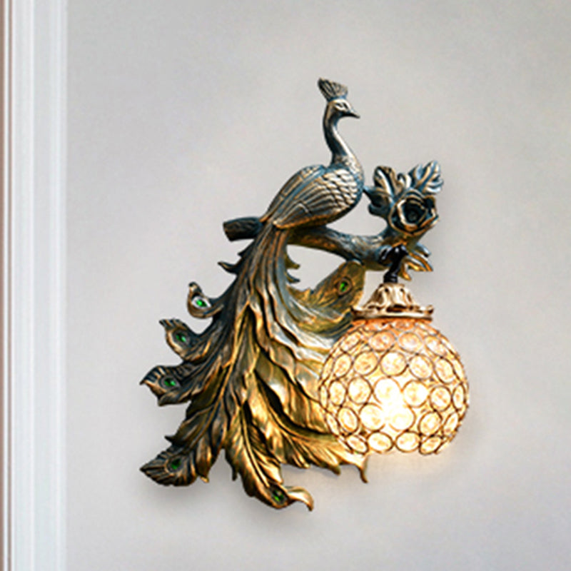 Vintage Bronze Wall Sconce With Phenix Resin Design - Perfect For Living Room / Right