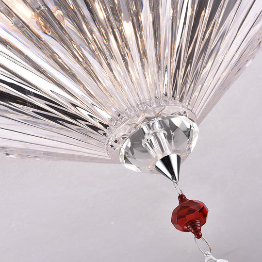 Contemporary Crystal Flush Ceiling Light - Conical Shape, 3/4 Lights, Clear Flushmount Lighting