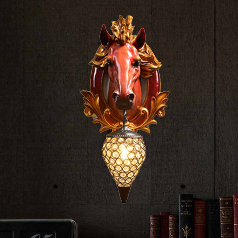 Vintage Horse Resin Wall Light For Living Room - 1 Sconce 10-12 Wide