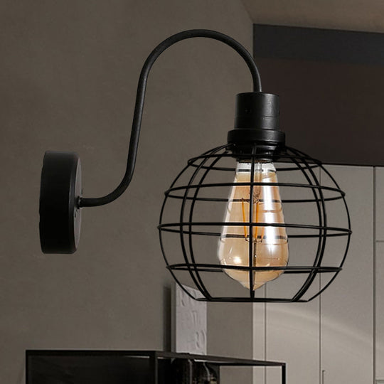 Retro Wire Metal Wall Sconce Light In Black For Living Room Decor