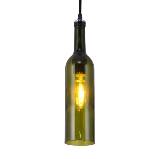 Retro Industrial Glass Pendant Lamp for Restaurants - 1 Light Bottle Shape Hanging Lamp