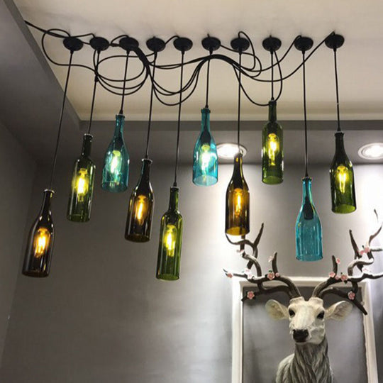 Retro Industrial Glass Pendant Lamp for Restaurants - 1 Light Bottle Shape Hanging Lamp