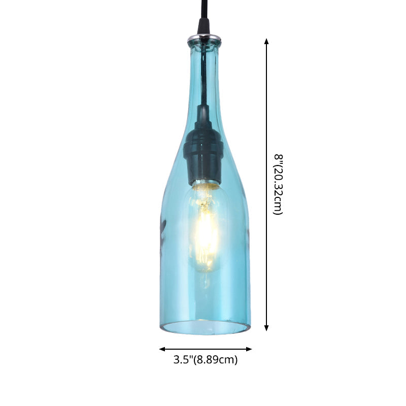 Retro Industrial Glass Pendant Lamp for Restaurants - 1 Light Bottle Shape Hanging Lamp