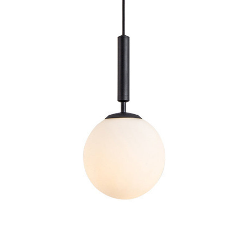 Modern White Glass Pendant Lamp For Bedroom - Globe Hanging Ceiling Light Black / 8