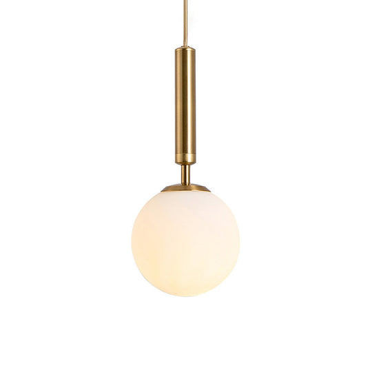 Modern White Glass Pendant Lamp For Bedroom - Globe Hanging Ceiling Light Gold / 6