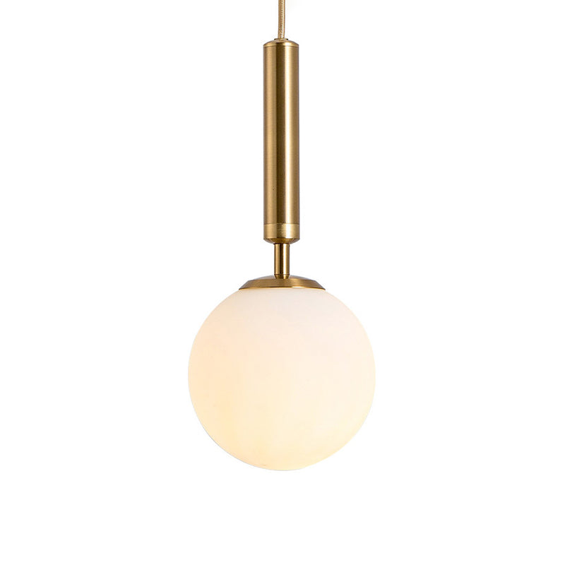 Modern White Glass Pendant Lamp For Bedroom - Globe Hanging Ceiling Light Gold / 8