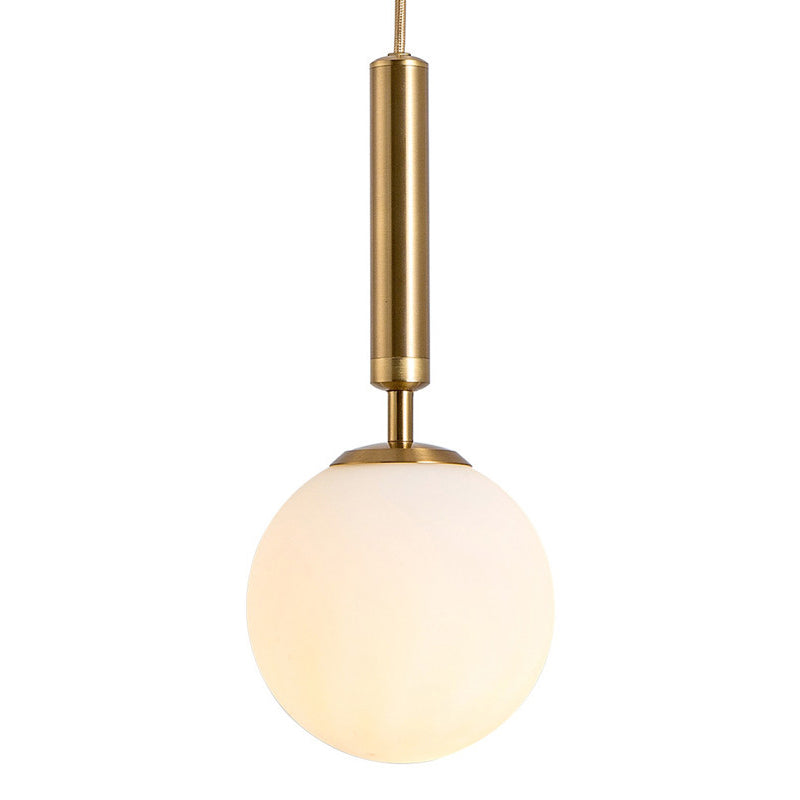 Modern White Glass Pendant Lamp For Bedroom - Globe Hanging Ceiling Light Gold / 10