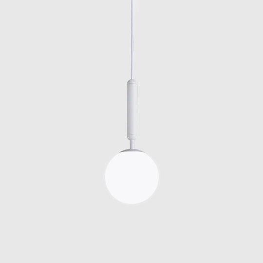 Modern White Glass Pendant Lamp For Bedroom - Globe Hanging Ceiling Light / 6