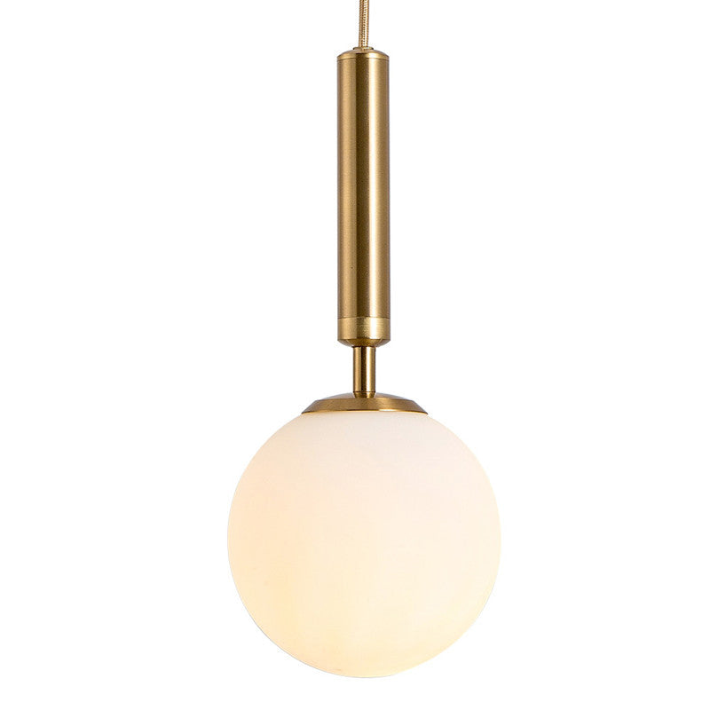 Modern White Glass Pendant Lamp For Bedroom - Globe Hanging Ceiling Light