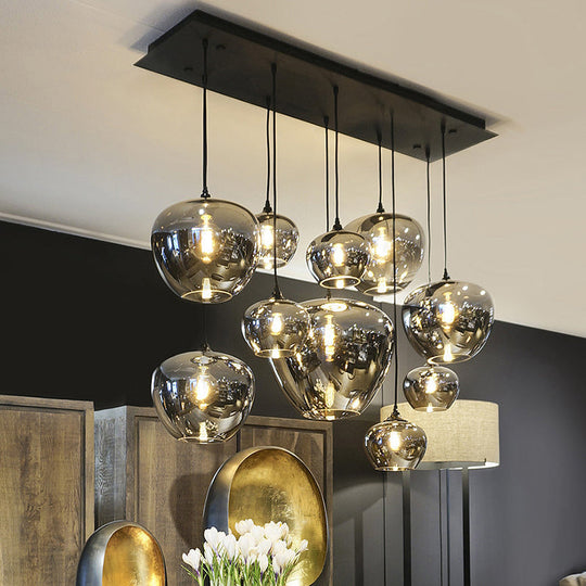 Contemporary Smoked Glass Gray Pendant Light For Dining Room Table