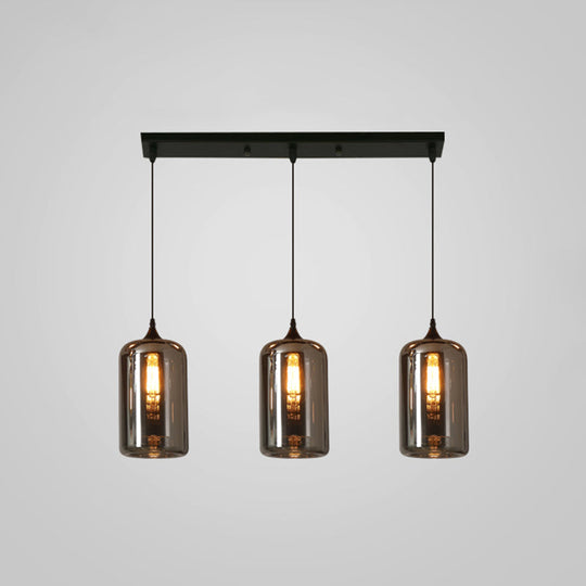 Contemporary Smoked Glass Gray Pendant Light For Dining Room Table 3 / Grey