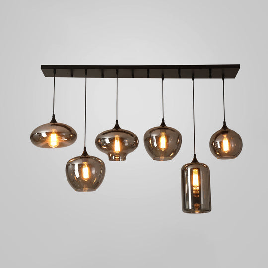 Contemporary Smoked Glass Gray Pendant Light For Dining Room Table 6 / Grey