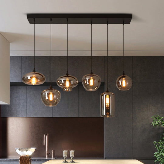 Contemporary Smoked Glass Gray Pendant Light For Dining Room Table