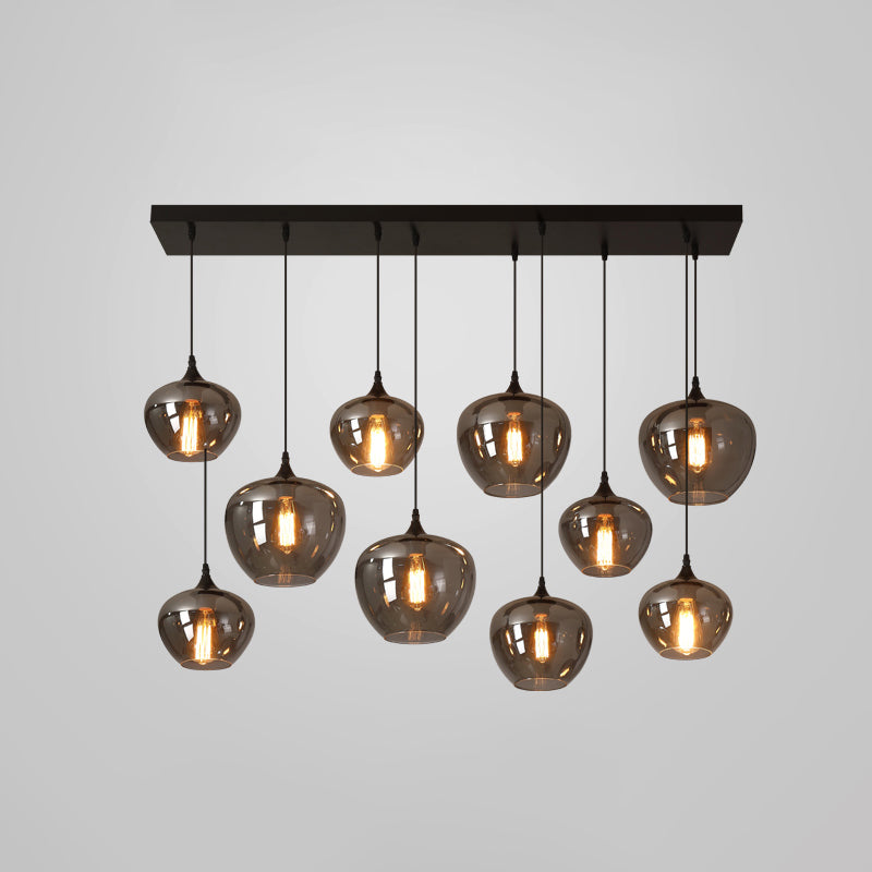 Contemporary Smoked Glass Gray Pendant Light For Dining Room Table 10 / Grey