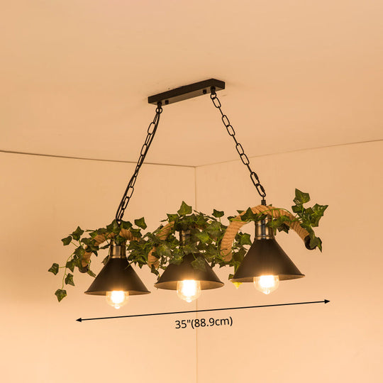 Black Retro Metal Pendant Light - Industrial Hanging Island Fixture