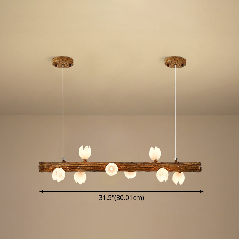 Brown Modern Linear Island Pendant Metal Lamp